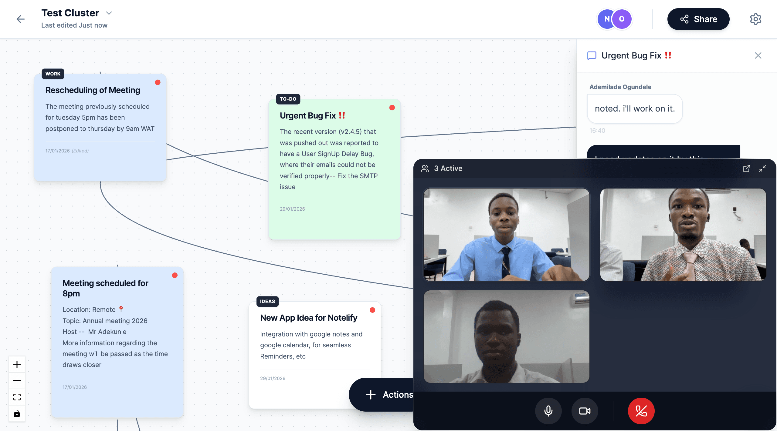Notelify interface showcasing AI and software engineering by Nifemi Bello