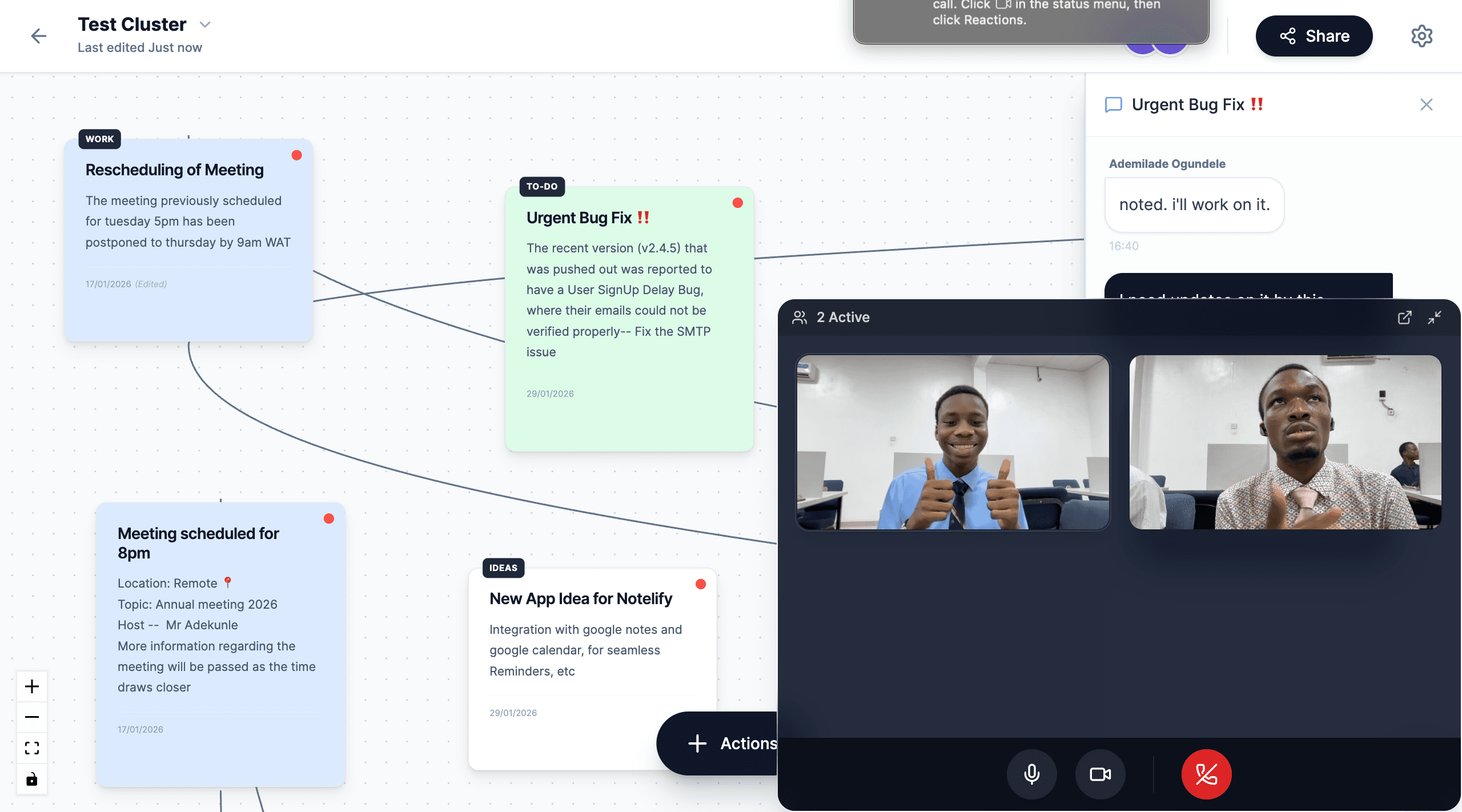 Notelify interface showcasing AI and software engineering by Nifemi Bello
